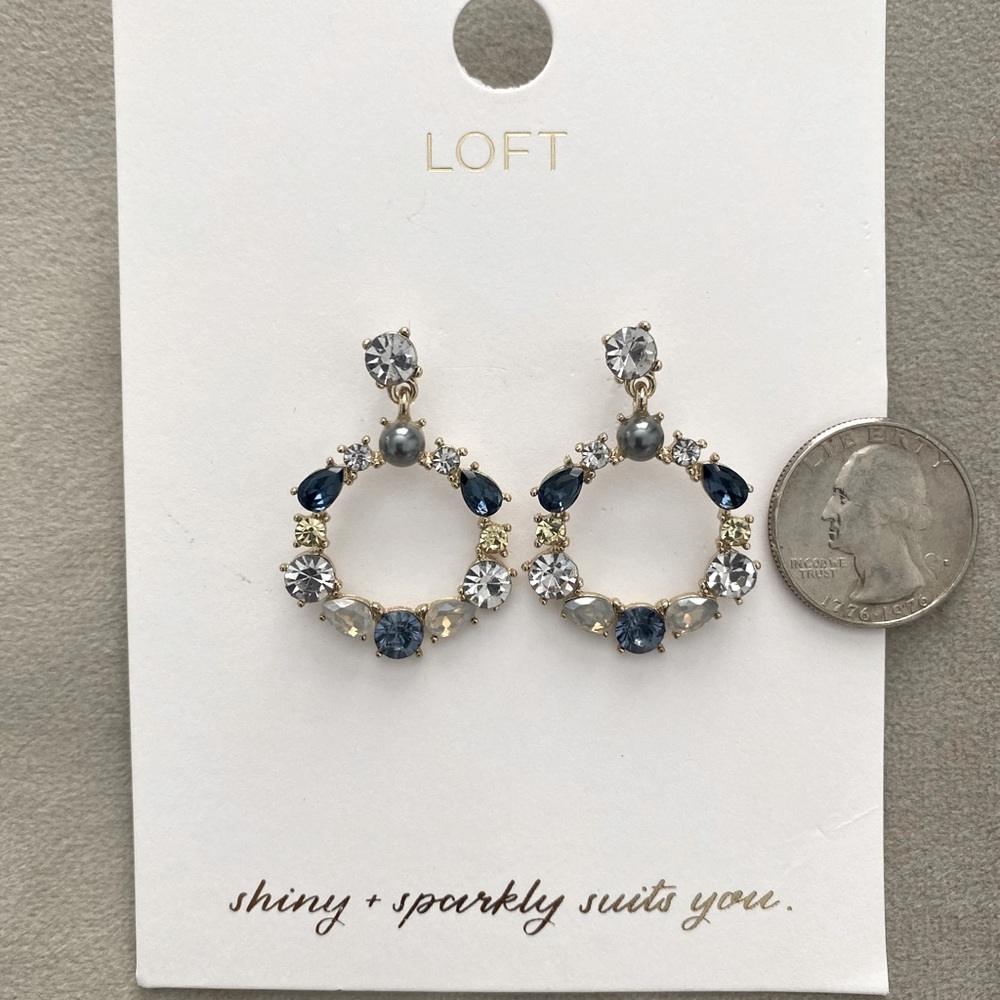 Loft Round Rhinestone Dangle Earring